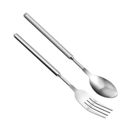 KGDUYC Set of 2 Long Telescopic Spoons Fork Retractable Set 63 cm Stainless Steel Coffee Spoon Latte Spoon for Daily Cooking Dessert Fruit BBQ Crockery Accessories