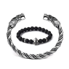 BAVIPOWER Viking Wolf Torc Stainless Steel Bracelet