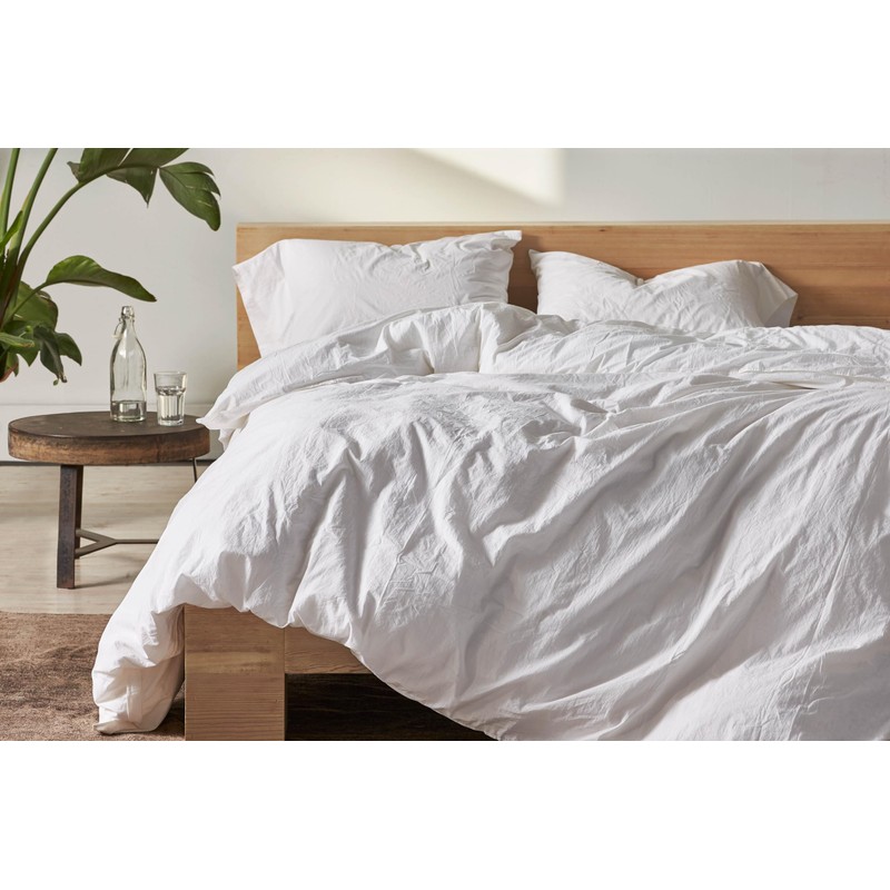 Coyuchi Organic Crinkled Percale Sheet Set, Alpine White (Twin)