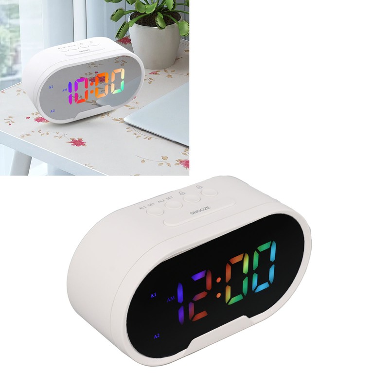 Digital Clock LED Alarm Big Digits Color Display Dimmable Adjustable
