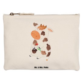 Mr. & Mrs. Panda Make Up Bag Cow, White, Hand Drawn