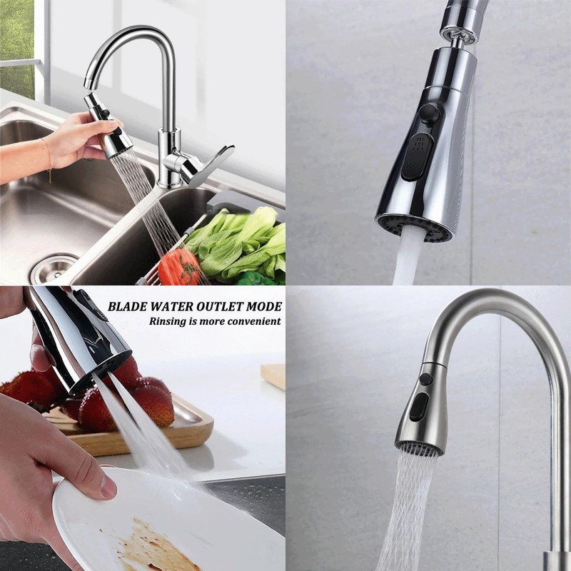Kitchen Faucet Head Replacement with 9 Adapters, Metal Pull Down