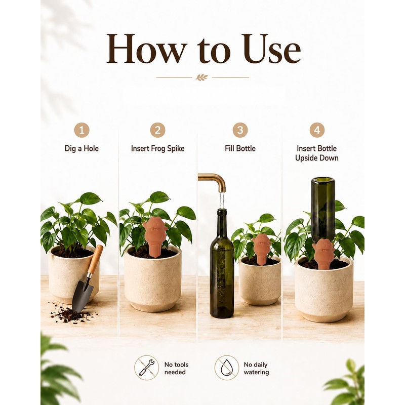 vensovo 4 Pack Terracotta Plant Watering Spikes, Cute Frog Automatic