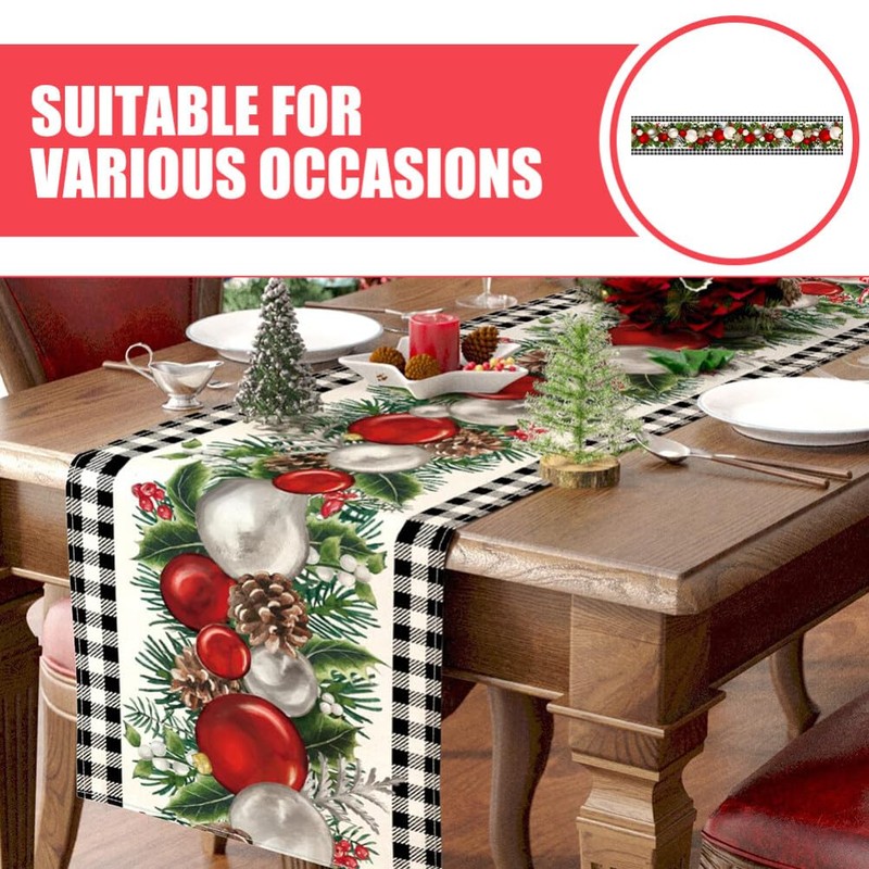 TOVINANNA Christmas Table Runner Elegant Holiday Tablecloth for Dining and