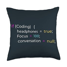 Coding Headphones True Focus 100 Conversation Null If Coding Headphones True Focus 100 Conversation Throw Pillow, 18x18, Multicolor
