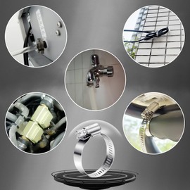 10PCS Jubilee Clips Assorted 21-44mm Hose Clamps Adjustable Hose Clips Stainless Steel Hose Pipe Clips Worm Drive Small for Flexible Exhaust Hose Pipe Washing Machine Garden Connections