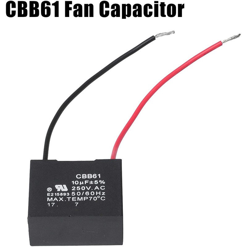 Wadoy CBB61 Fan Capacitor 2 Wire 10uf, 2 Pack Celiling
