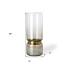HomeRoots 13" Gold Abstract Cylinder Metal Table Vase