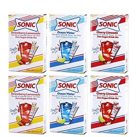SINGLES TO GO! Sonic Variety Pack 6 Total Boxes -2 Boxes Each - Cherry Limeade, Strawberry Lemonade and Ocean Water