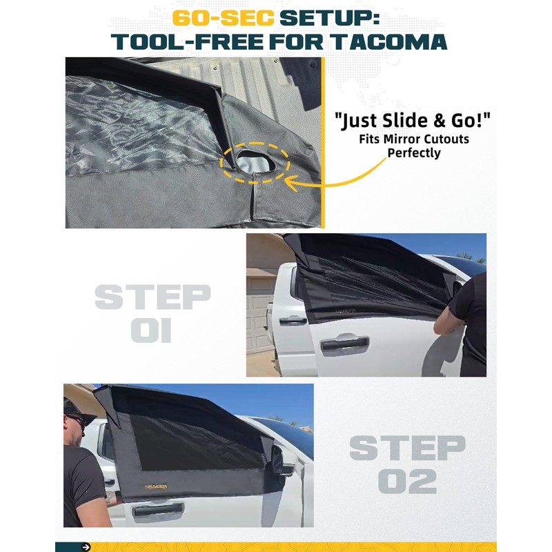 Trumgeta 4-in-1 Front Window Sun Shades Fit for Toyota Tacoma