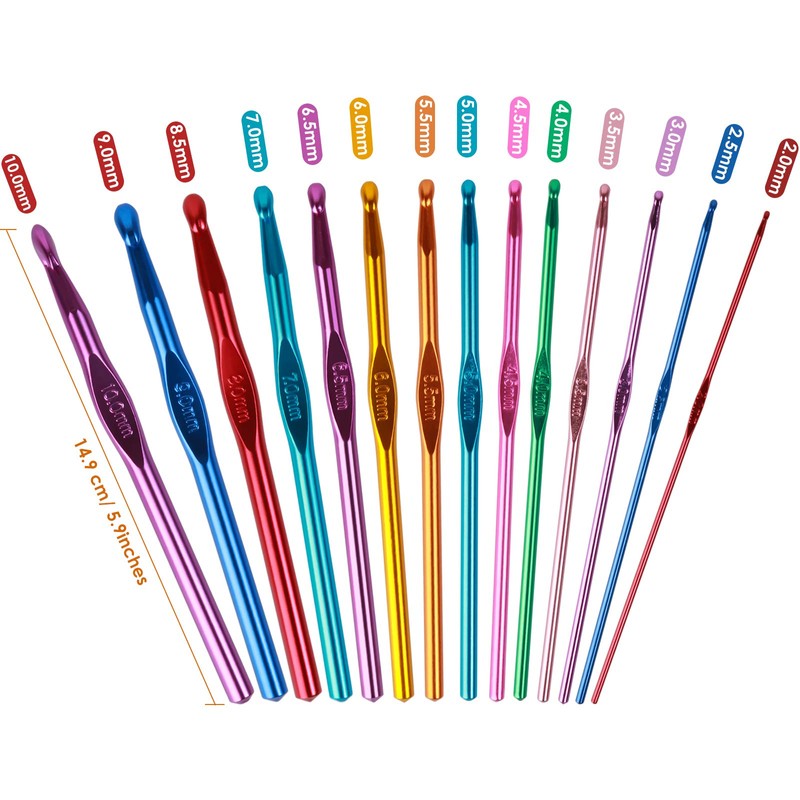 Crochet Hooks Set, Aluminum Handle Knitting Needles for Arthritic Hands,