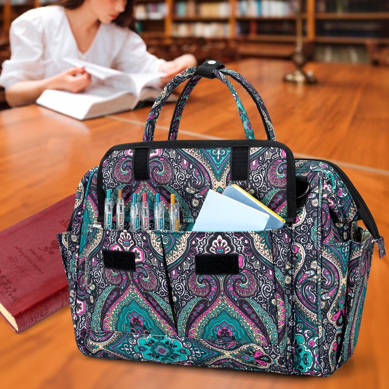 LoDrid Bible Bag Tote with Multiple Pockets for Bible Items,