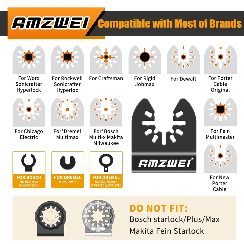 AMZWEI 6PCS Hook Knife Oscillating Multi Tool Blade, Triped-Edge Push