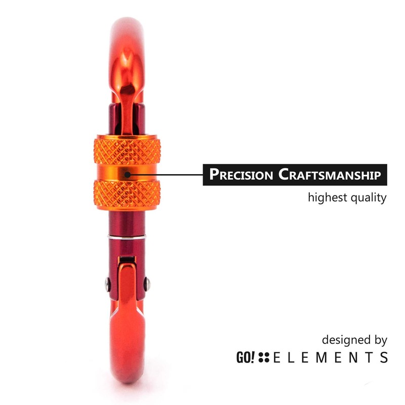 GO!elements carabiner 1200 kg load, strong 8 with screw cap
