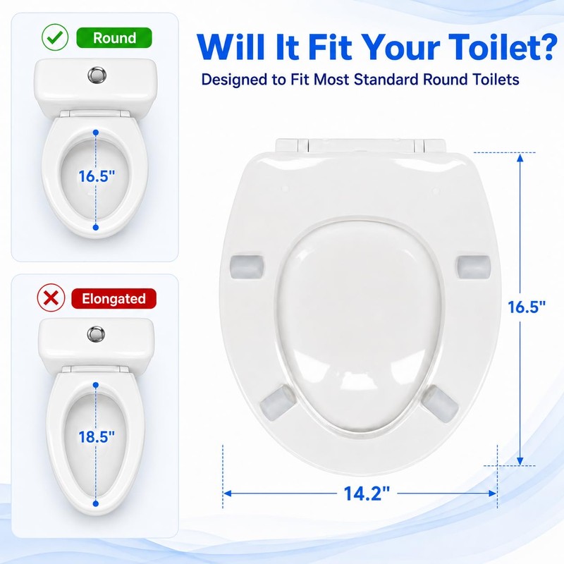 Raised Toilet Seat for Seniors, 3" Height, Heavy Duty Slow