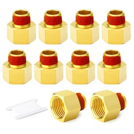 GASHER 2PCS Brass Pipe Fitting, Reducer Adapter, 3/8" Female x 1/4" Male Pipe With Sealant