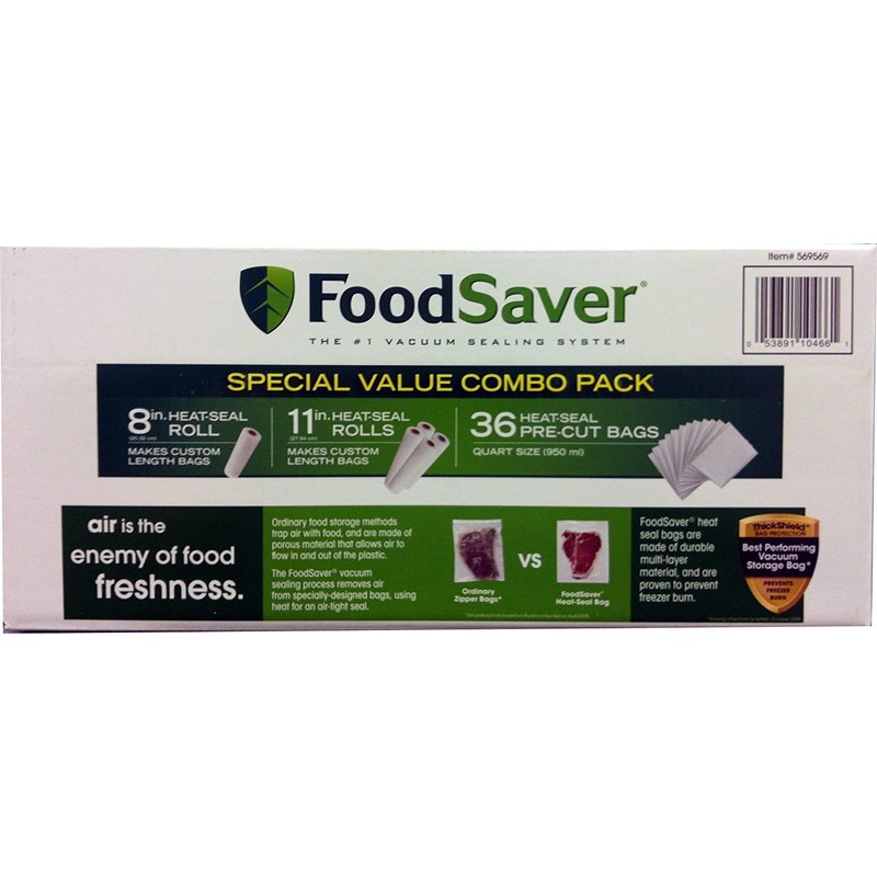 FoodSaver Special Value Vacuum Seal Combo Pack 1-8"Roll; 4-11"Rolls; 36