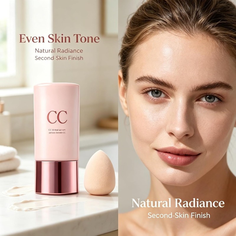 Color Correcting Tinted CC Serum,Lightweight Buildable Coverage (2pcs)
