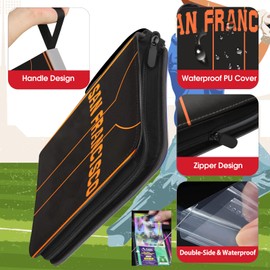 Baseball Card Binder with Sleeves 900 Pocket, San Francisco Baseball Trading Card Holder Collector Album Sports Trading Card 3 Ring Binder Storage Book Folder Case