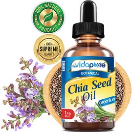 MYVIDAPURE CHIA SEED OIL Pure Natural Undiluted Refined Cold Pressed Carrier oil. 1 Fl.oz. - 30 ml for Skin, Face, Hair, Lip and Nail Care Anti-Aging