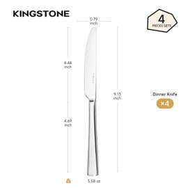 KINGSTONE 4 Piece Dinner Knives Set, Stainless Steel Knives