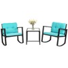 FDW 3 Pieces Rocking Bistro Set Outdoor Conversation Sets Rattan