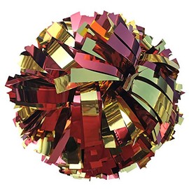 Danzcue Pack of 2 Cheerleading 6 Inches Metallic Pom Pom with Dowel Handle (Maroon-Gold, One Size)