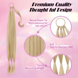 26 Inch Long Braided Ponytail Extension with Hair Tie Fluffy Wrap Around DIY Hairpiece, Heat Resistant Synthetic, Natural Soft & Lightweight for Weddings, Parties, and Festivals (Mixed Dark Gold )