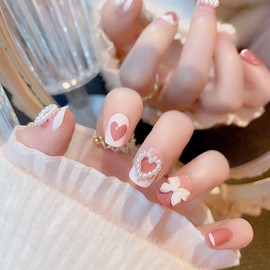 Nail Tip, Popular False Nails, 24 Pieces, Glossy, 3D Nail Tip, Handmade Nail Tip, Wedding Nail Tip, Adult Cute, Artificial Nail, Nail Tip, Long, Short, Glitter, Transparent, Bride Nail Tip, Entrance