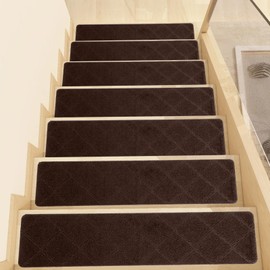 Stair Treads for Wooden Steps, Stair Mats, Set of 4, 76 x 20 cm, Non-Slip Carpet Steps with Non-Slip Rubber Coating, Removable, Washable Step Runners for Children, Elderly, Pets