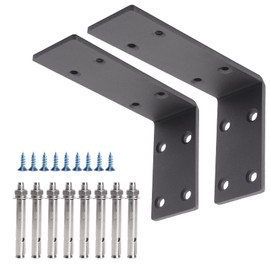 YUMORE Heavy Duty Shelf Brackets, 1/5IN Thicken Countertop Support L Bracket, Matte Black Rustic Industrial Metal Bracket Includes Hardware, 2 Pack (6"x4")