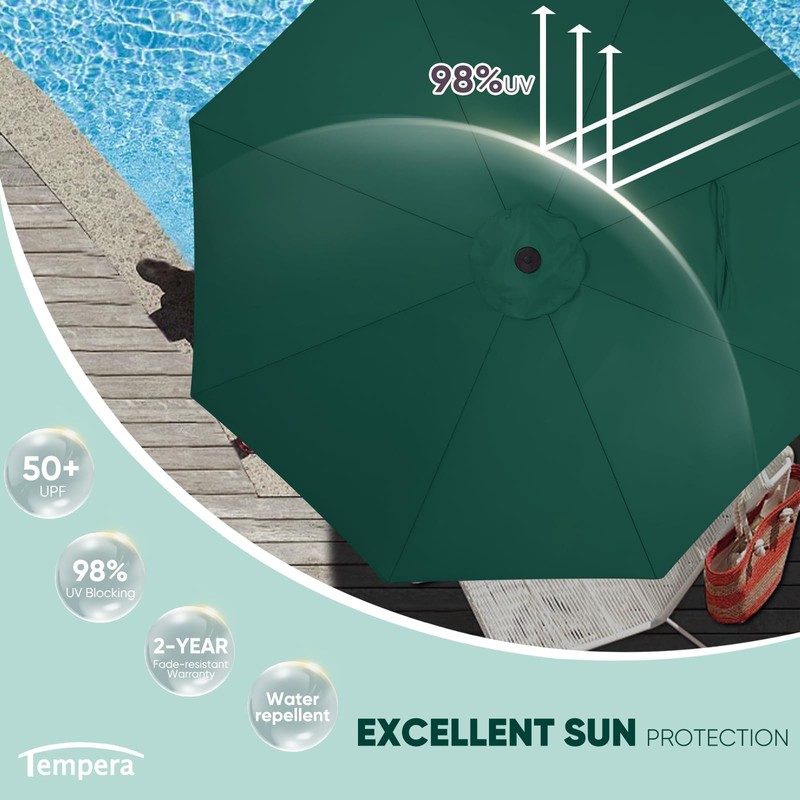 Tempera 10ft Patio Market Outdoor Table Umbrella with Push Button