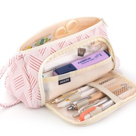 EASTHILL Large Capacity Pencil Case Pouch School Supplies, Aesthetic Stationery Pen Case Bag for Girls Women-Deep Pink A