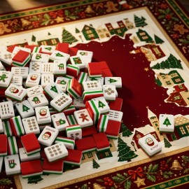 Handheld Christmas Village Mahjong Tiles 30x23x13mm Acrylic 160 Tiles Santa Xmas Tree Gift SetColor: red Mahjong Mat