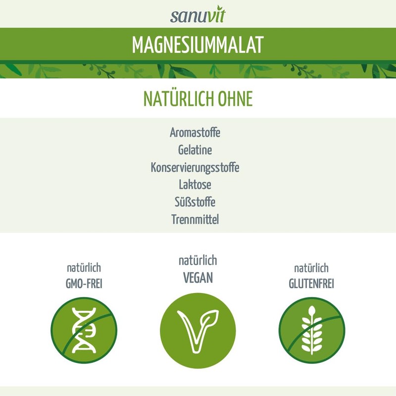 Sanuvit® - Magnesium malate 800 mg, 180 capsules, high bioavailability,