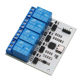 5V Relay USB Serial Control Relay Switch Module USB 4 Channel Relay Automation Industrial Control Equipment with USB C to USB A Cable 4 Way Relay