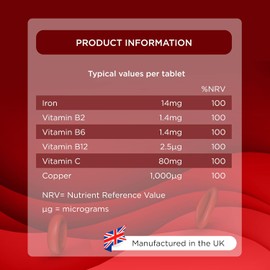 Healthspan IronCare – 120 Vegan Tablets | Gentle, Stomach-Friendly Iron with Vitamin C, B2, B6 & B12 | Supports Energy, Red Blood Cell Formation & Reduces Tiredness and Fatigue | Easy-to-Swallow | UK Made