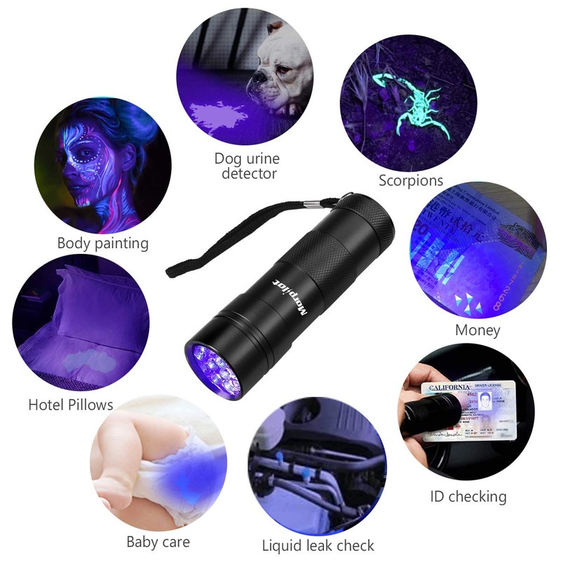 morpilot Black Light, UV Blacklight Flashlights 4 PCS 12 LEDs