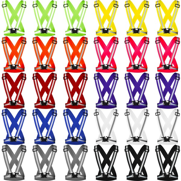 30 Pcs Reflective Running Vest High Visible Reflective Vest Bulk