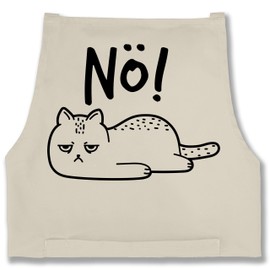 Shirtracer - Apron - Adult - 'hm Nö Cat - Funny Cat Motif Gift Cat Owner Cat Fan, 5 natural white