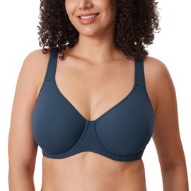 Delimira Women's Inbarely Plus Seamless Bra Full Coverage Plus Size Unlined Underwire Bras Sargasso 42E