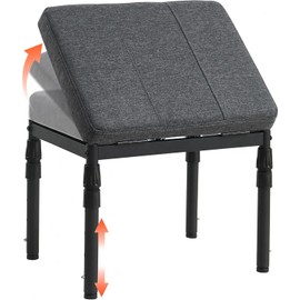 Adjustable Ottoman Pouf, 4 Height Position & 60 Degree Tilt Angle Adjustment Footrest Ottomans Footrest Foot Stools Pouffe Footstool for Under Desk for Living Room Home(Carbon Gray)