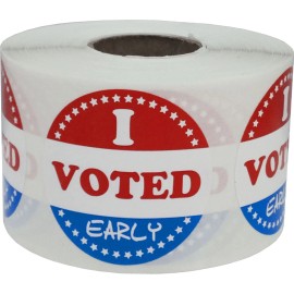 InStockLabels.com "I VOTED EARLY" Circle Stickers | 1.5" Inches Round | 500 Pack