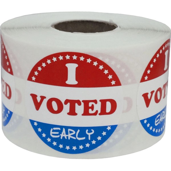 InStockLabels.com "I VOTED EARLY" Circle Stickers | 1.5" Inches Round
