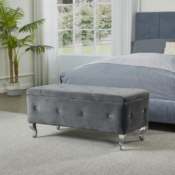 TREATLIFE HOME Elegant Velvet Storage Ottoman Bench for Comfort and