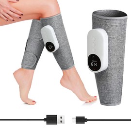 Leg Massager with Heating Function, Cordless Calf Massager with Heat, 3 Intensity Levels & 3 Heating,Adjustable Size,Circulation Booster for Legs Calf Muscles,1Pack (Gray)