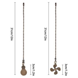 DUMING-IN 2pcs Ceiling Fans Pull Chain, Ball Chain with Connector, Pull Light Switch, Decorative Brass Chain, Light Pull, for Toilet Bathroom Living Room Bedroom Ceiling Fan Light Fixture