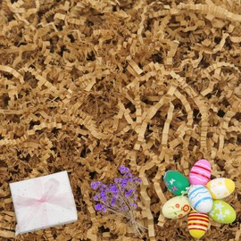 ROSYJUNE 1LB Crinkle Cut Paper Shred Filler Recyclable Gift Wrap Confetti Raffia Grass Shred Paper for Baskets Filler Creative Eggs Decor (Brown)