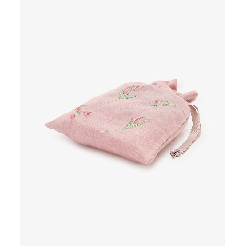Afternoon Tea Living Pouch, JK04 Floral Words Drawstring Pouch, M/Tulip,