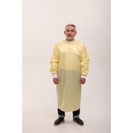 Pack of 12 | Phoenix Reusable AAMI Level 2 Isolation Gowns Longsleeve with Elastic Cuffs, Universal Size, Yellow PPE Protective 99% Filament Polyester and 1% Carbon-Infused Filament Nylon